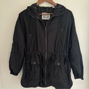 Levi's Rare Vintage Black Camo Accents Hooded Windbreaker Jacket Size Small